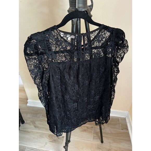 LOFT Puff Sleeve Lace Blouse  XS - Picture 1 of 5